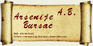 Arsenije Bursać vizit kartica